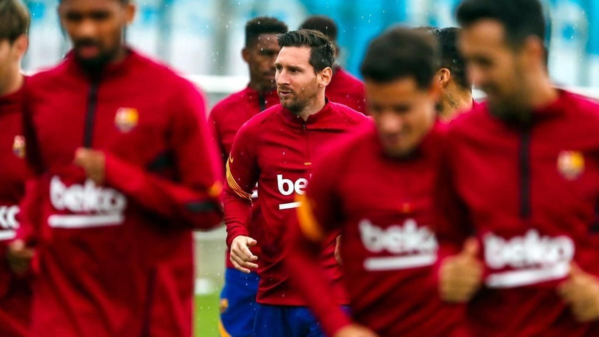 Messi, en el entrenamiento realizado este miércoles en la ciudad deportiva de Sant Joan Despí.