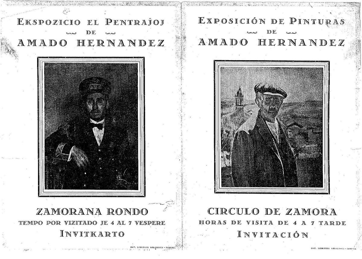 Invitación y catálogo bilingüe de la exposición en el Casino de Zamora