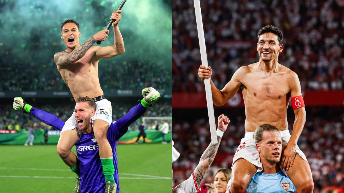 Las celebraciones de Antony y Navas durante los dos derbis de esta temporada