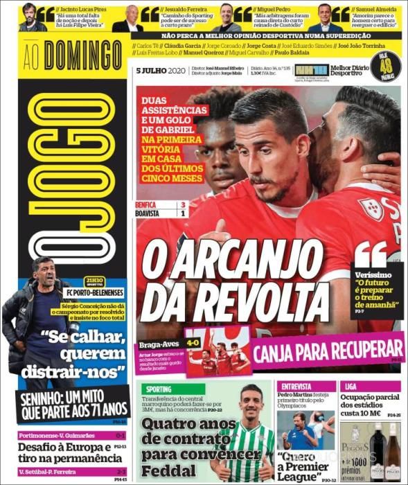 Portada O JOGO domingo 5 julio 2020