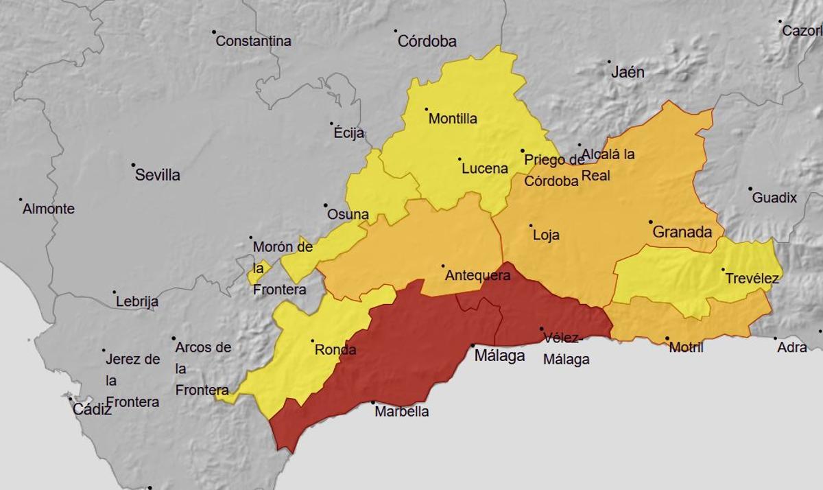 Alerta roja por lluvia en todo el litoral de Málaga