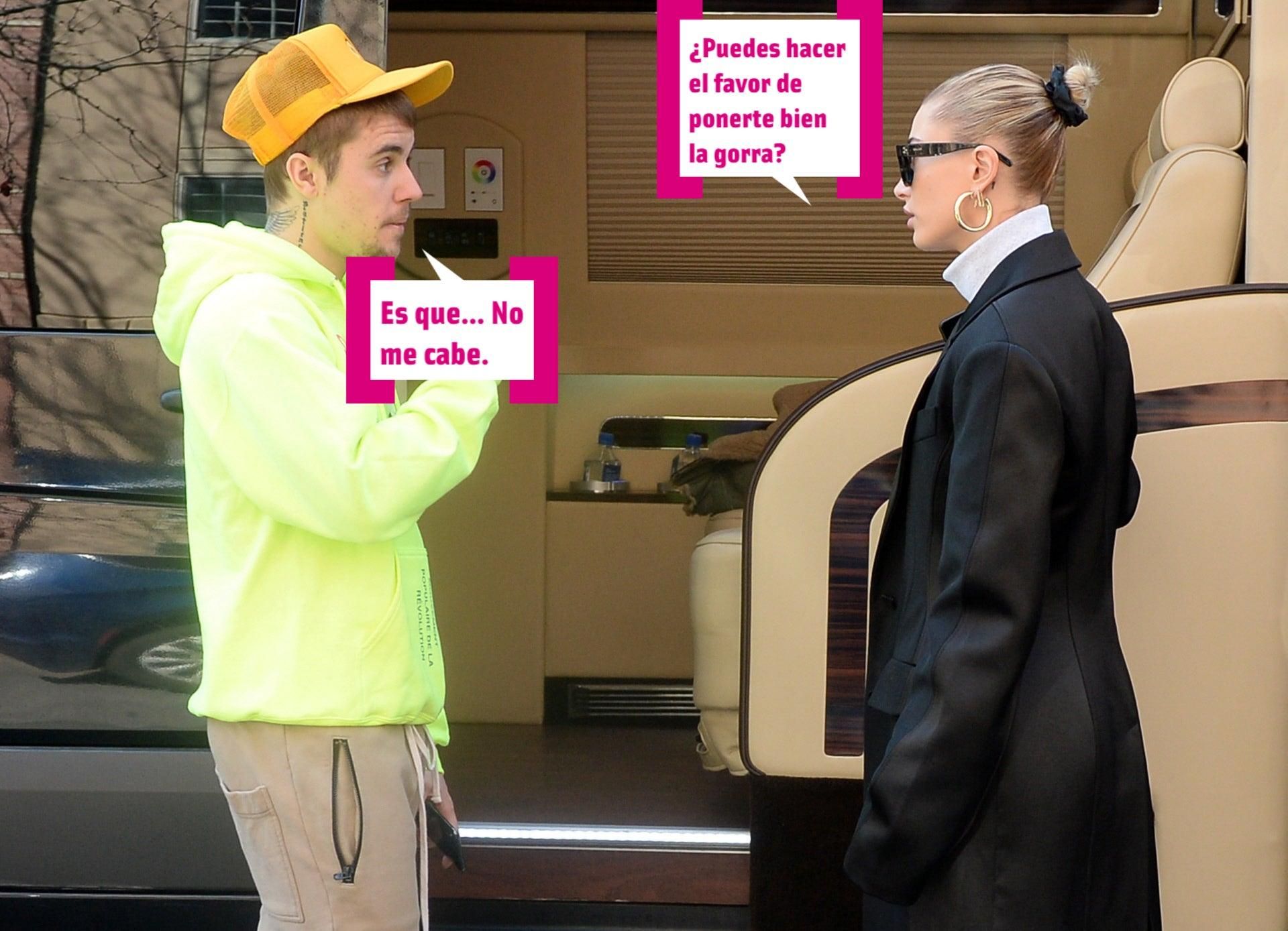 Justin Bieber no sabe ponerse bien la gorra y Hailey lo nota