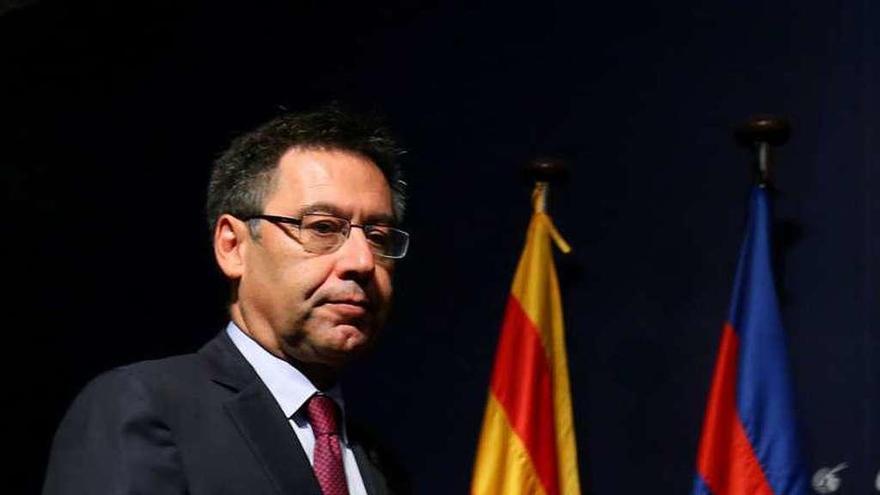 Bartomeu, en el acto en el que anunció el fichaje de Valverde.