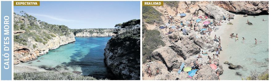 Es Caló d’es Moro se ‘vende’ por Instagram como una de las playas más bonitas, destacando sus aguas cristalinas. La realidad es que para acceder hay que hacer una cola que puede alcanzar las 4 horas.