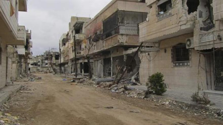 Un barrio de la ciudad de Homs destruido por las bombas del ejército sirio.