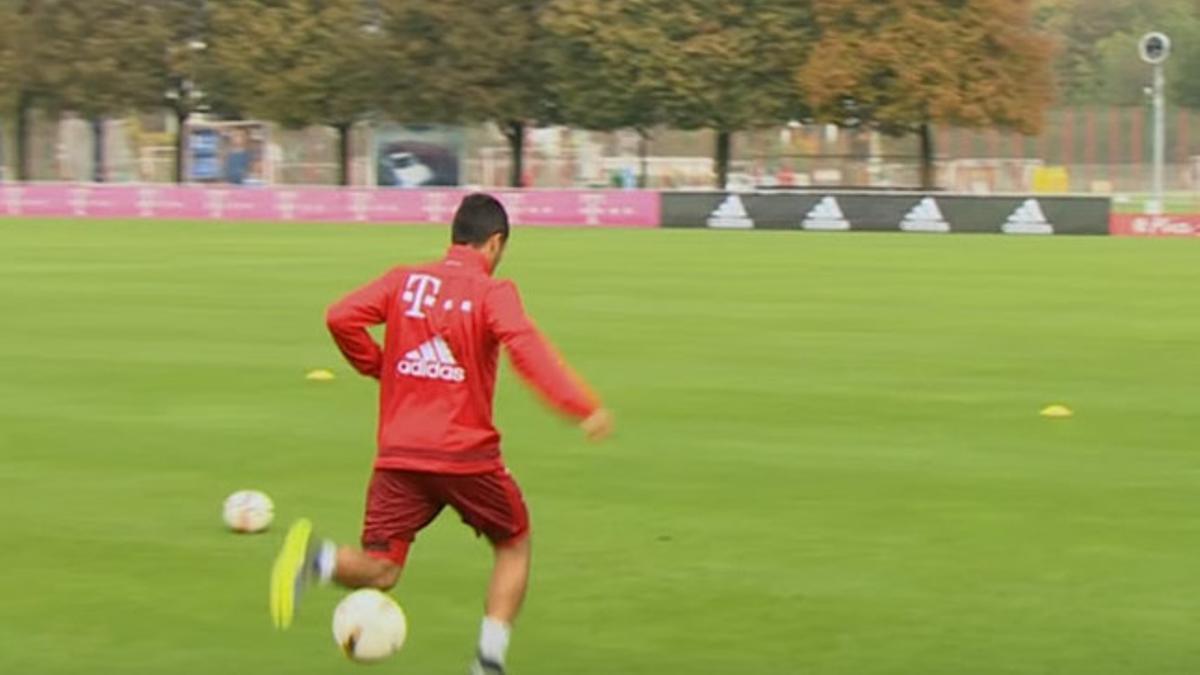 Thiago Alcántara durante un entrenamiento del Bayern Múnich