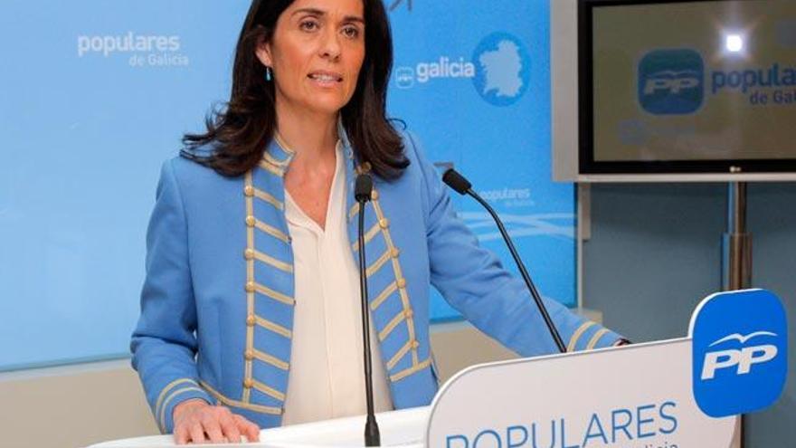 Paula Prado, esta mañana en la rueda de prensa en la que presentó su dimisión. // Xoán Álvarez