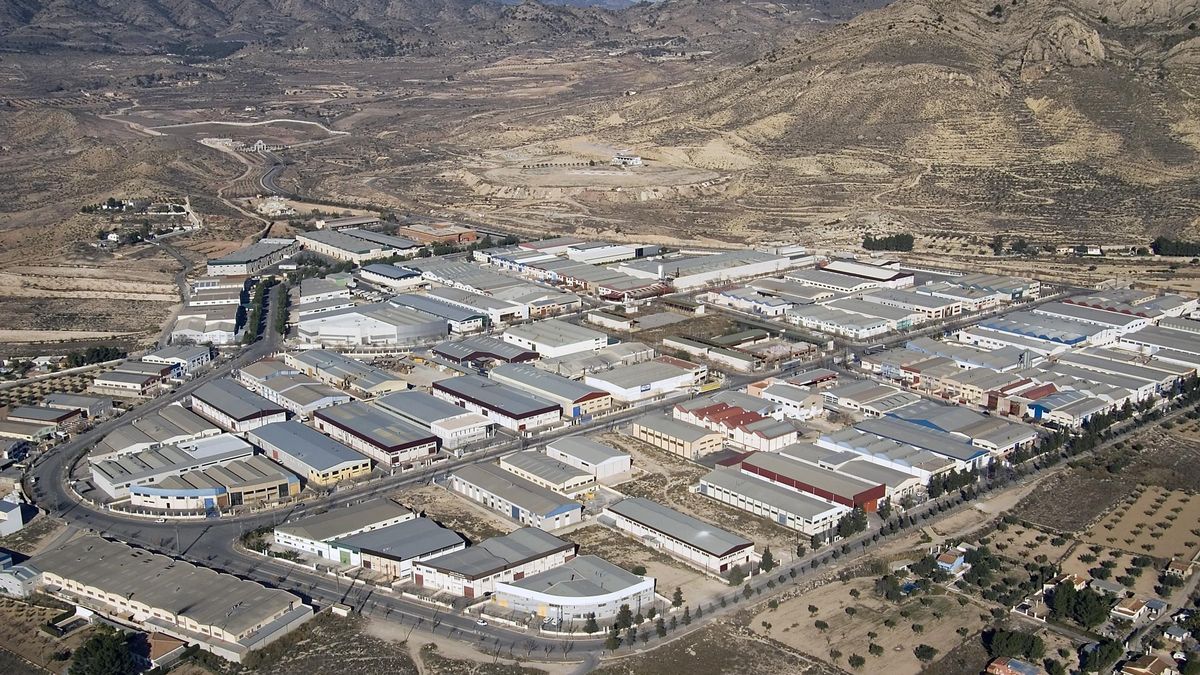 Vista aérea del polígono Campo Alto, la principal área industrial de Elda.