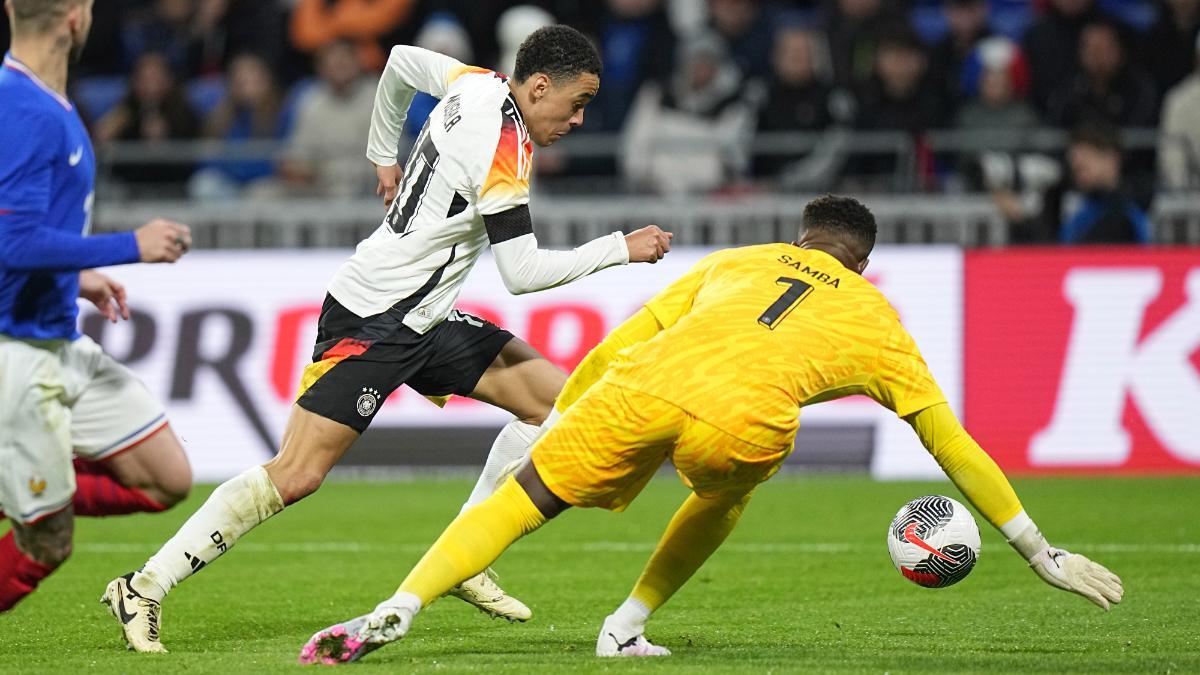 Jamal Musiala, en la acción del segundo gol ante Francia
