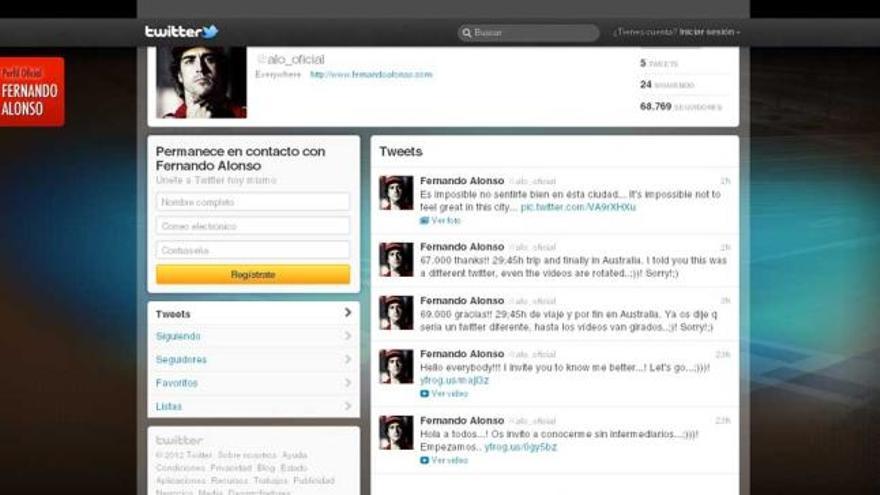 El perfil oficial de Fernando Alonso en Twitter. / efe
