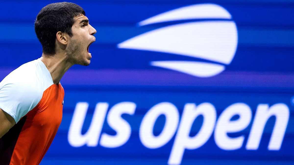 Alcaraz, durante el partido contra Sinner en el US Open