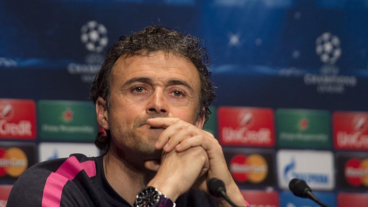 Luis Enrique, durante la rueda de prensa previa al encuentro contra el PSG en París