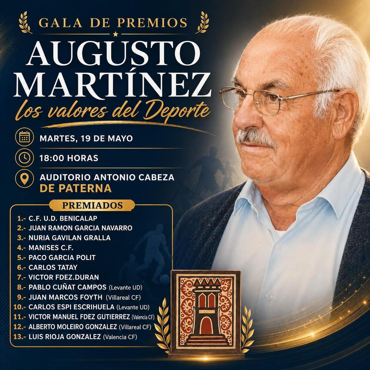 Cartel de la Gala de Premios Augusto Martínez, los 'Valores del deporte'