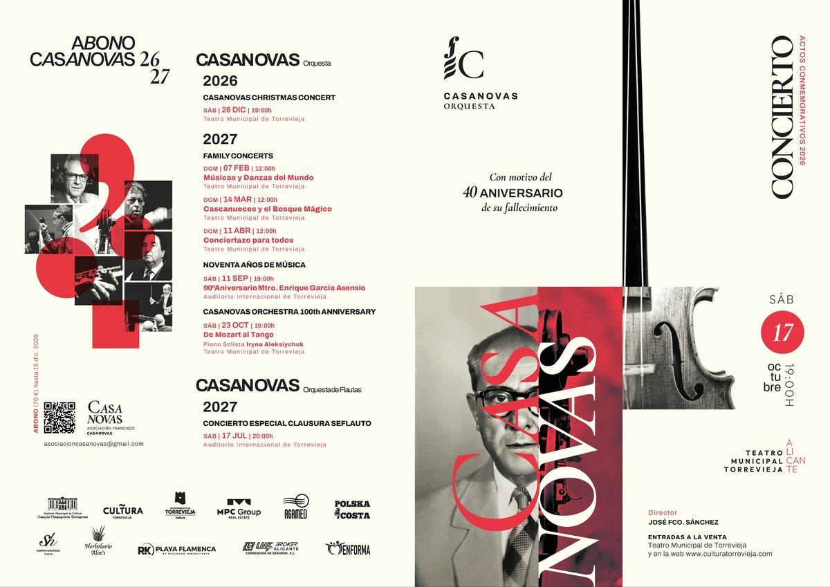 Programa de conciertos de la Casanovas Orquesta