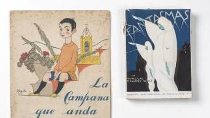 Algunos de los libros ilustrados de la exposición.
