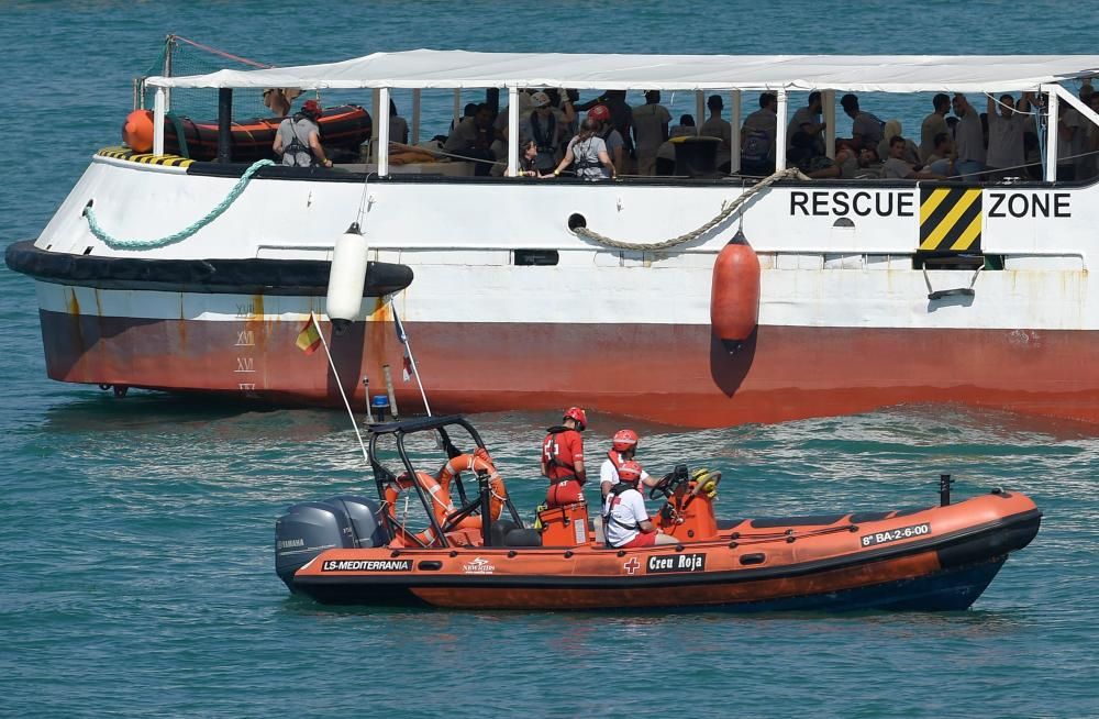 Llegada del barco Open Arms al puerto de Barcelona