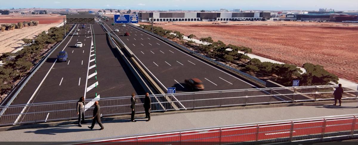 Virtualización de pasarela peatonal y ciclista sobre la SE-40 en el enlace Dos Hermanas - El Copero