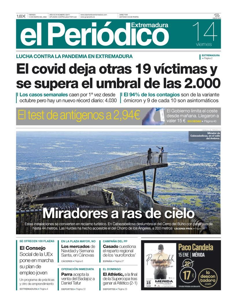 Consulta la portada correspondiente al día 14 de enero del 2022