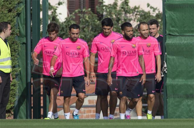 El primer entrenamiento de Luis Suárez en el Barça