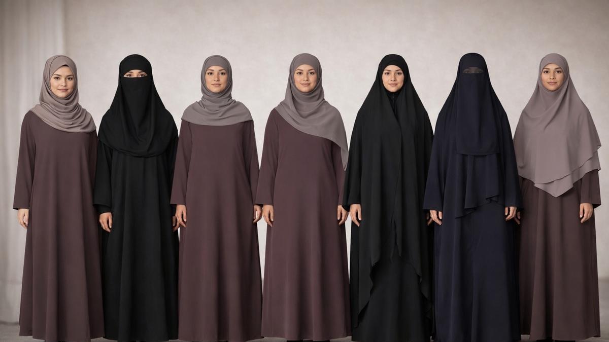 Imagen generada por IA sobre los diferentes pañuelos de las mujeres musulmanas
