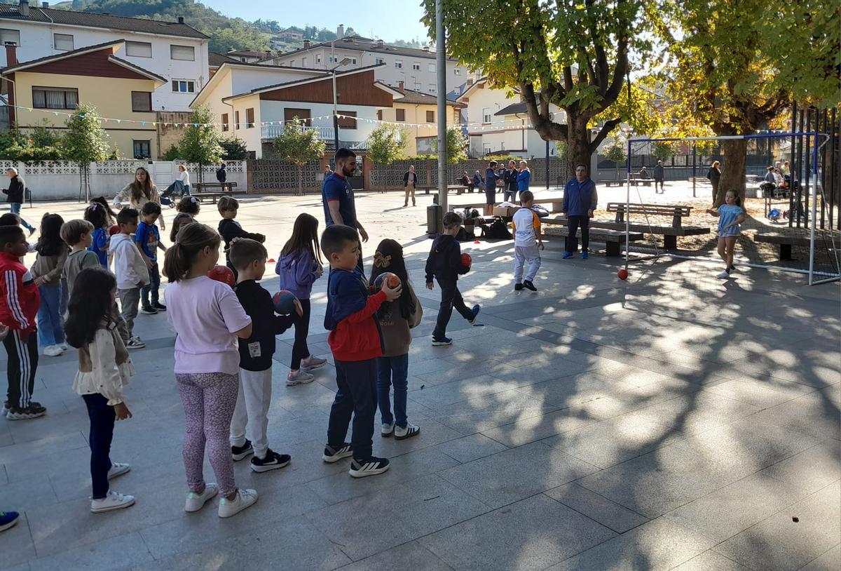 Uno de los grupos de chavales, en el entrenamiento.