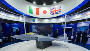 Una maqueta de caza de la alianza GCAP, en la que participan Japón, Italia y el Reino Unido