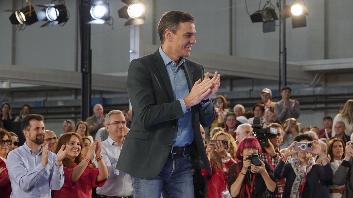 Pedro Sánchez, durante el mitin del PSOE en Valladolid.