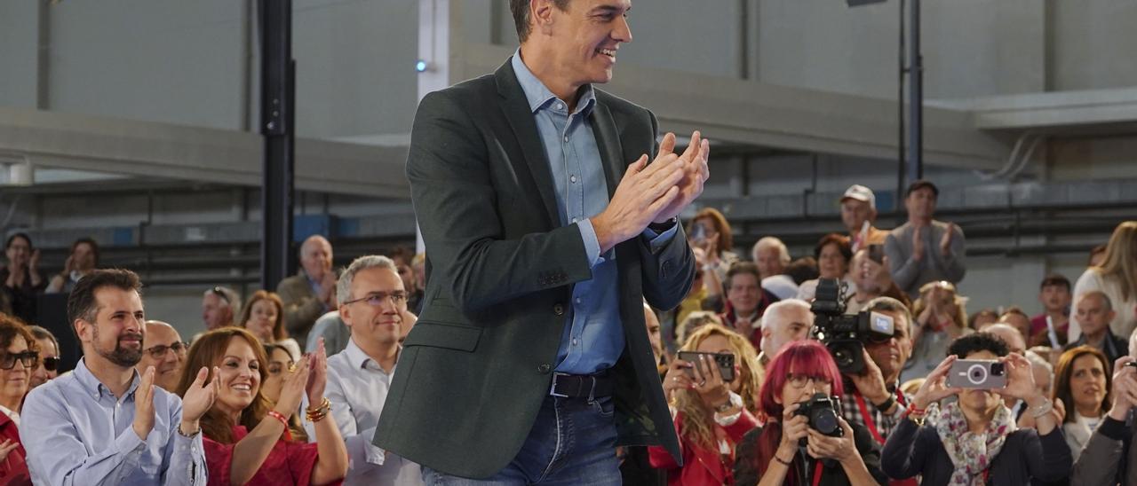 Pedro Sánchez, durante el mitin del PSOE en Valladolid.