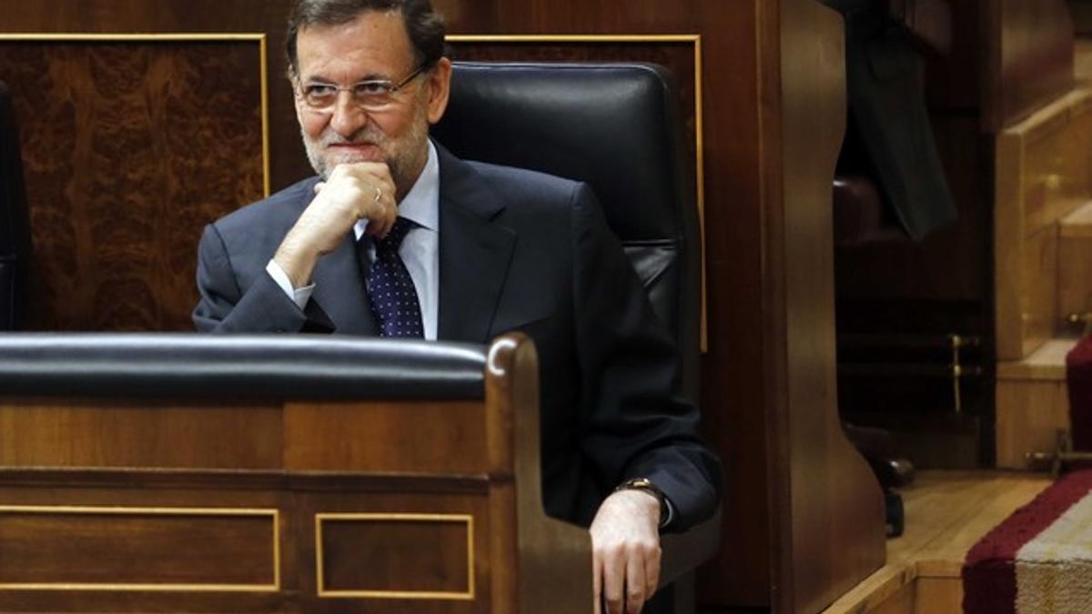 Mariano Rajoy, en su escaño en el Congreso.