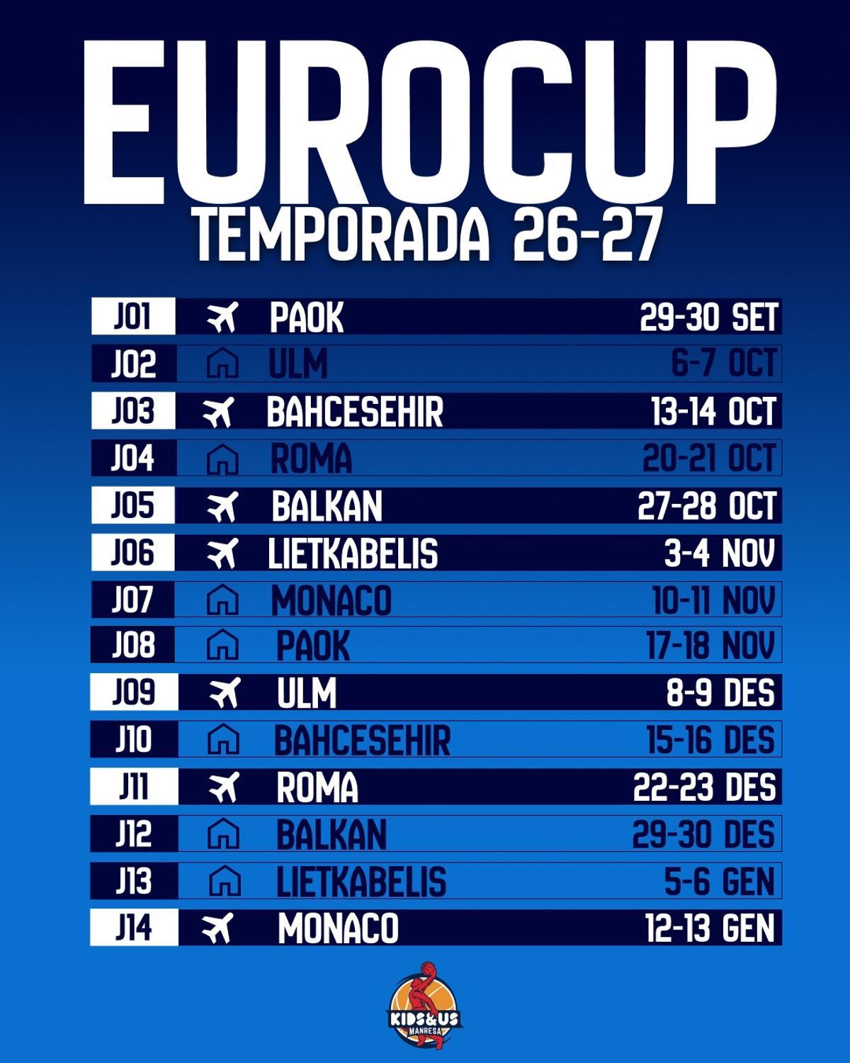 El calendari del Kids&amp;Us a l'Eurocup
