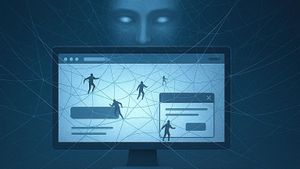 Recreación artística sobre cómo la IA introduce inadvertidamente diseño engañoso en las webs.