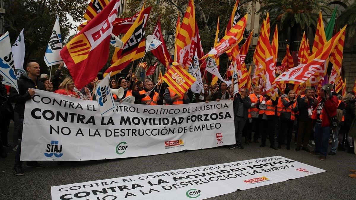 Manifestación de los funcionarios públicos en Barcelona.