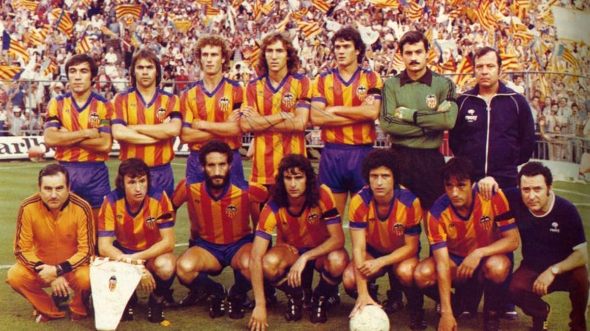 El Valencia que ganó la llamada Copa de la Senyera, en 1979.