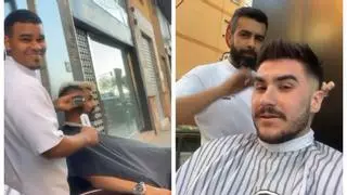 Lo nunca visto en Castellón: Un peluquero revoluciona su barrio al cortar el pelo a sus clientes en la calle