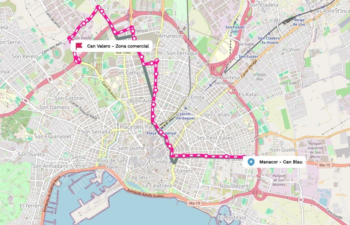 Die Haltestellen des Nachtbusses N2.