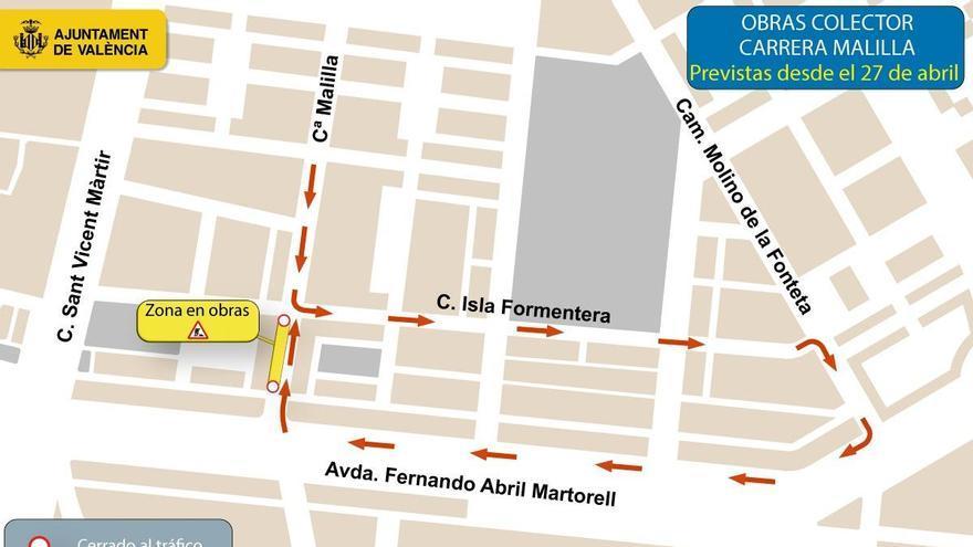Estos son los nuevos desvíos en Malilla por las obras del canal ferroviario