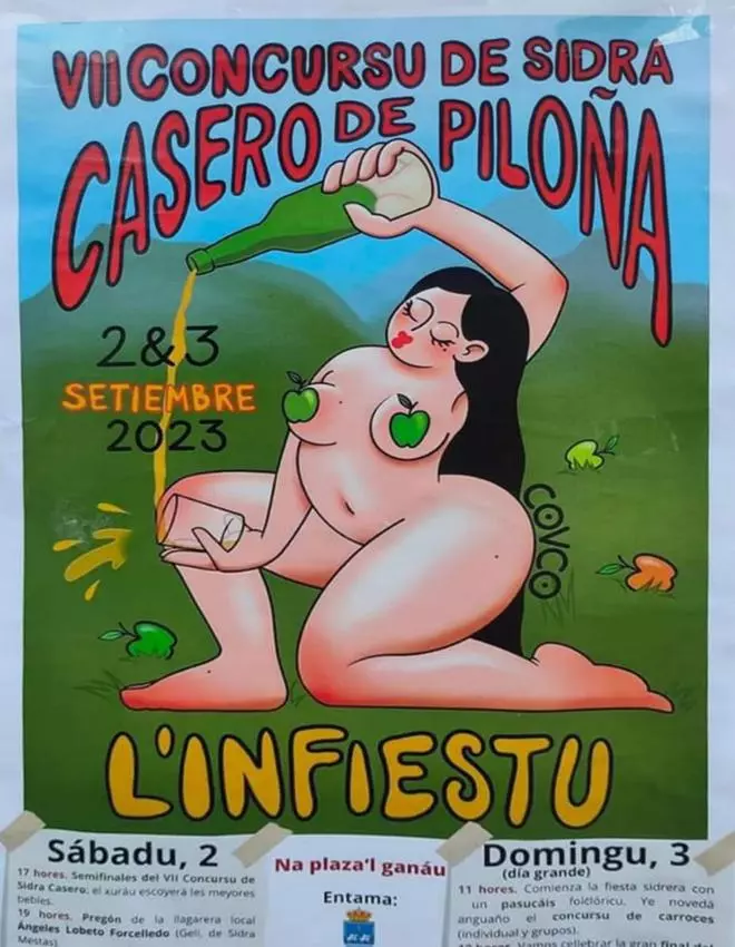 Retiran el cartel de la sidra casera de Piloña tras las quejas por su contenido sexista