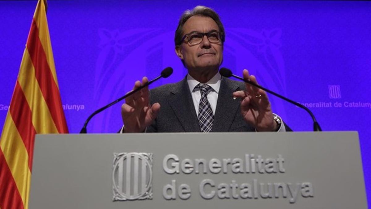 El 'president' Artur Mas, durante la rueda de prensa que ha ofrecito tras la reunión del Consell Executiu.