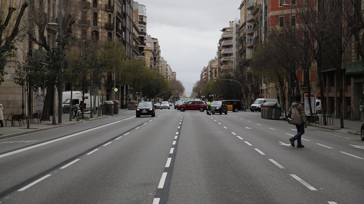 Calles vacías en la ciudad de Barcelona