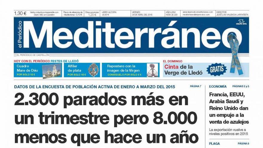 La EPA del primer trimestre del 2015, en la portada de Mediterráneo