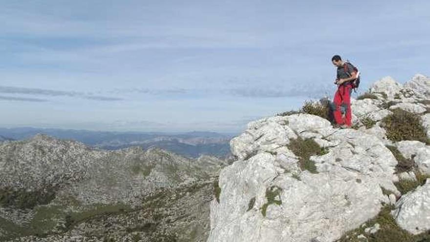 José Luis Marino, durante su trabajo de campo en el Aramo.