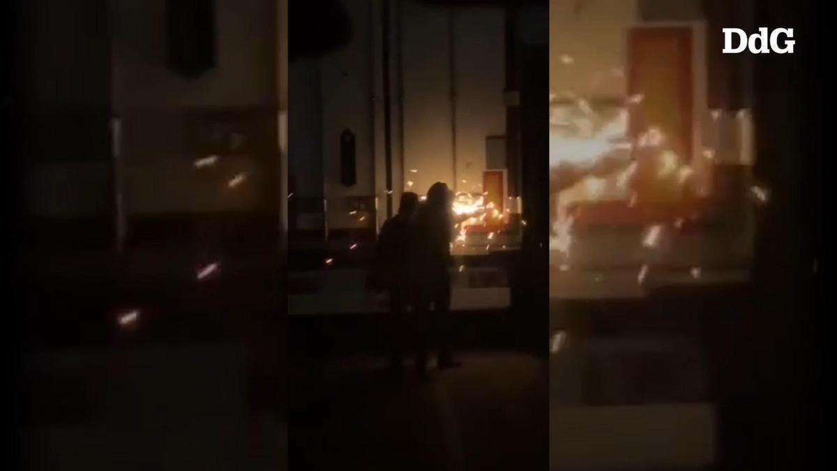 VÍDEO | Un encaputxat talla amb una radial el cadenat d’un camió en una àrea de descans de Figueres