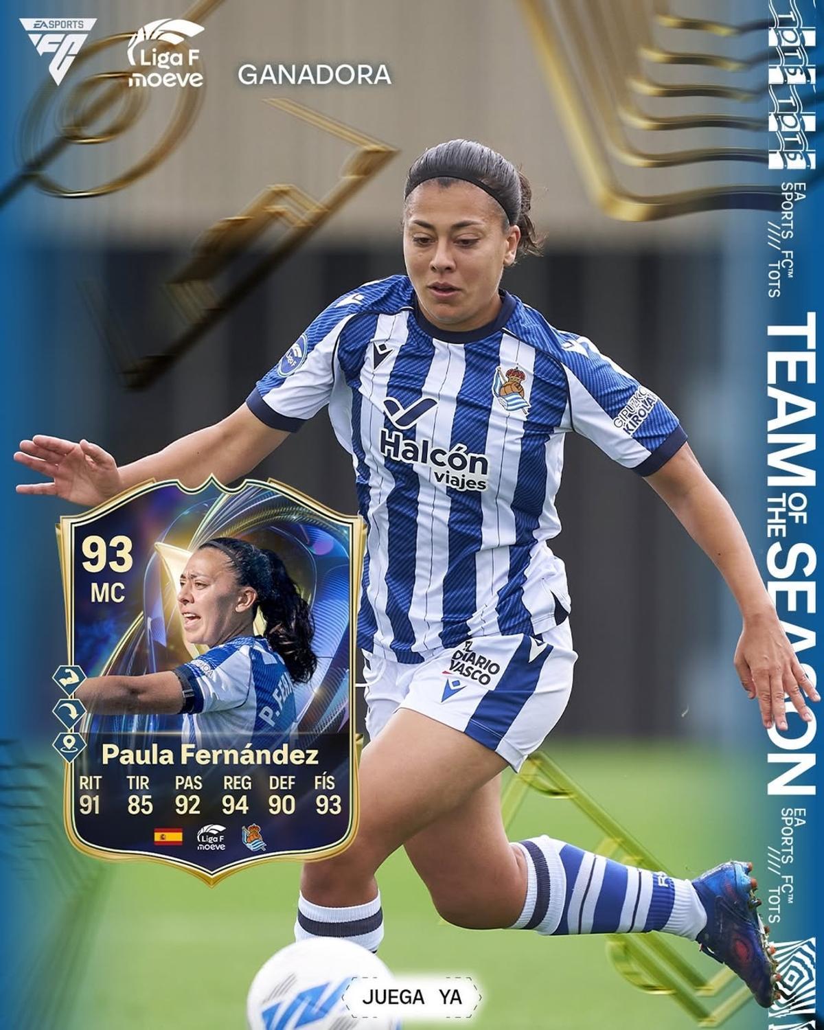 Paula Fernández, en l'anunci de la seva entrada a l'onze ideal de la Lliga F