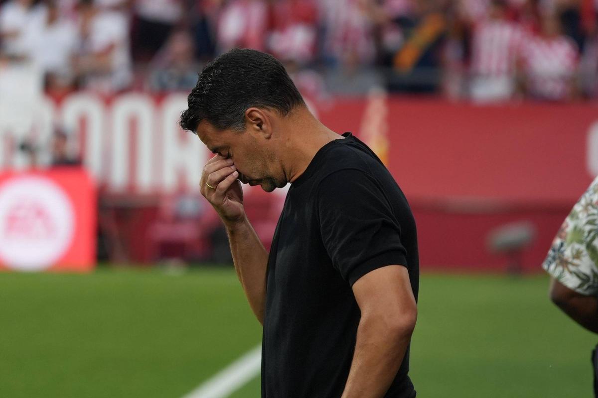 Míchel, en un moment del partit