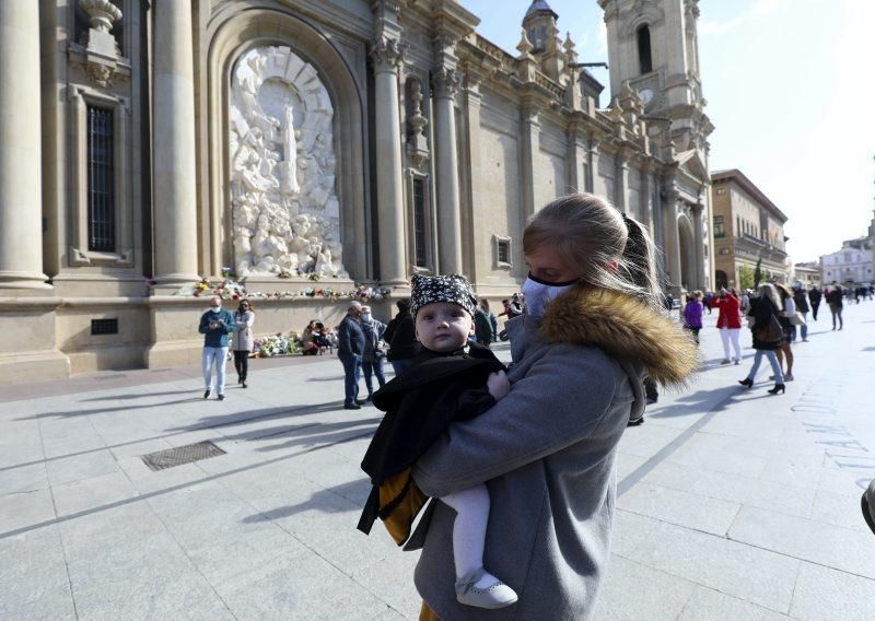 La basílica del Pilar recibe a los zaragozanos con aforo reducido y medidas de seguridad