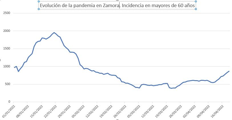 Evolución de la incidencia del coronavirus en Zamora entre los mayores de 60 años