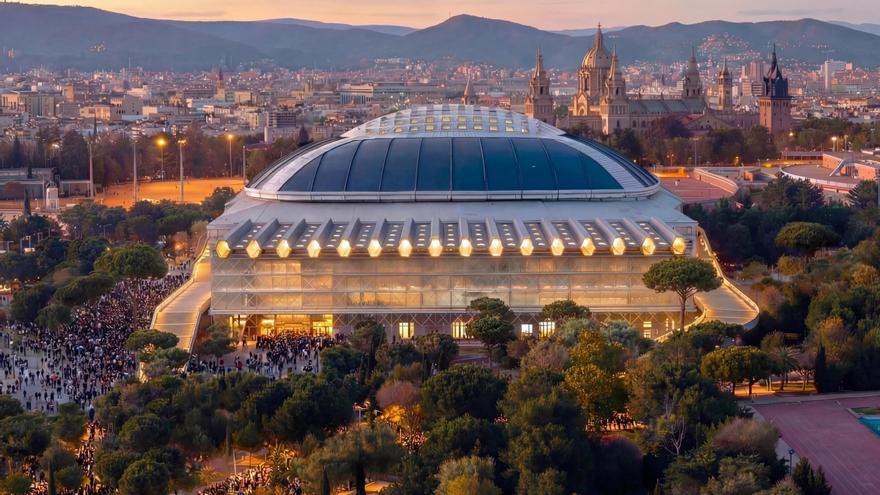 Imatge virtual del nou Sant Jordi Club, davant el Palau Sant Jordi, segons el projecte dels estudis Bruther i Jorge Vidal