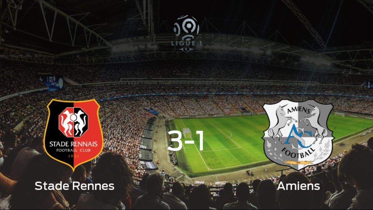 El Stade Rennes suma tres puntos más frente al Amiens SC (3-1)