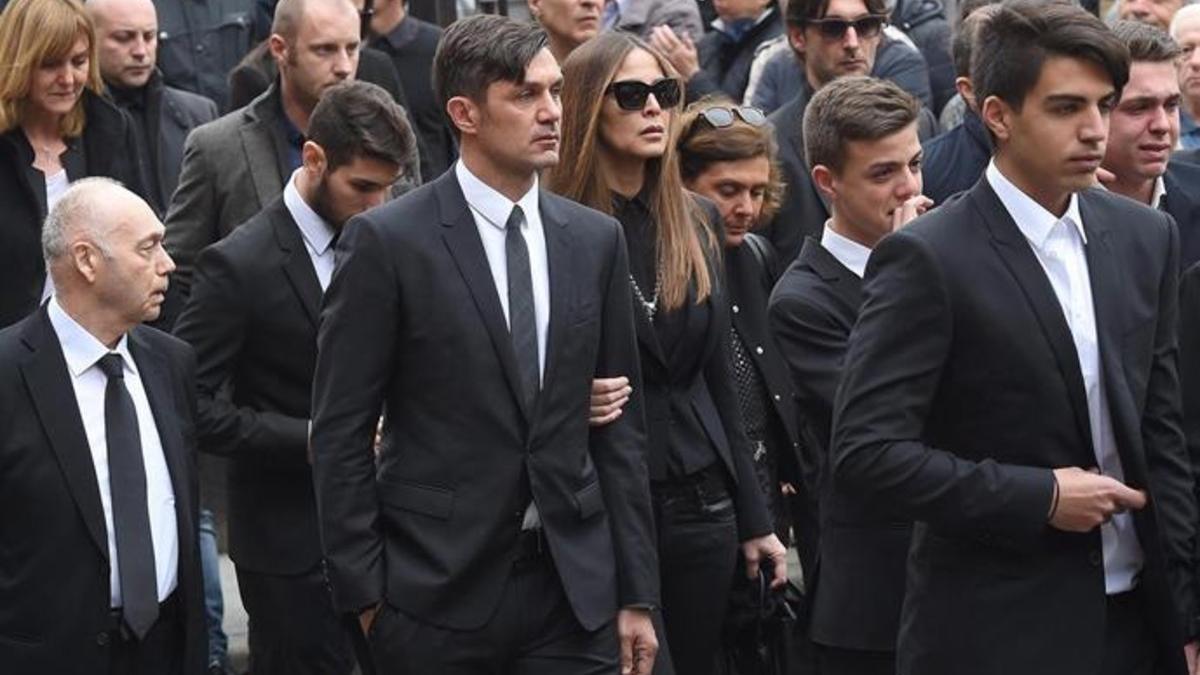 Paolo Maldini, este martes en el funeral de su padre