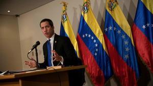 Juan Guaidó, durante una rueda de prensa el pasado sábado.